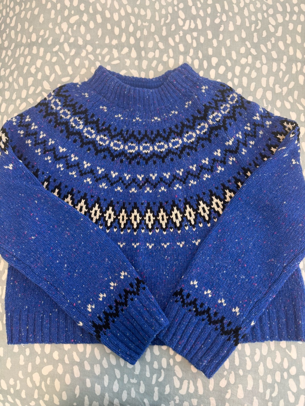 J. Crew Royal Blue Fair Isle Mock Neck Sweater